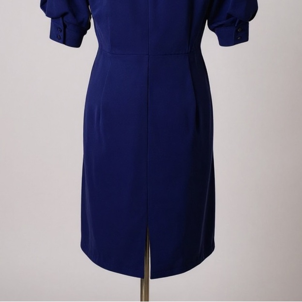 NWT Antonio Melani Lapis Blue Puff Sleeve Square Neck Sheath Dress Size 10 - Picture 8 of 11